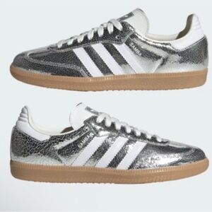 Adidas | Samba Metallic Silver and White Sneakers
